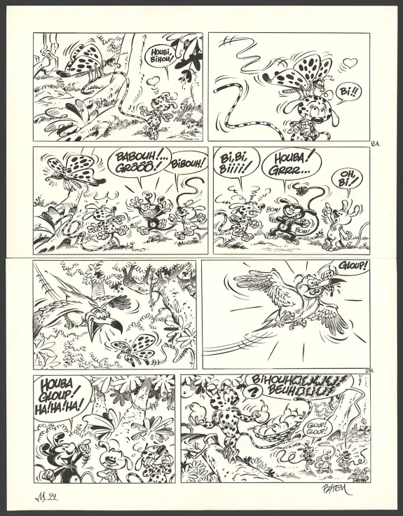 Planche noir et blanc, Le Marsupilami, Chiquito Paradiso (T.22),  Batem