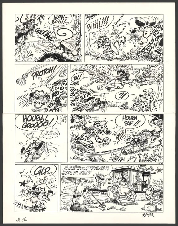 Planche noir et blanc, Le Marsupilami, Magie blanche (T.19),  Batem
