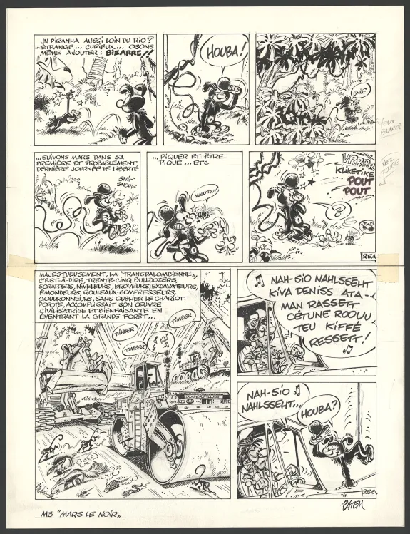 Planche noir et blanc, Le Marsupilami, Mars le noir (T.3),  Batem