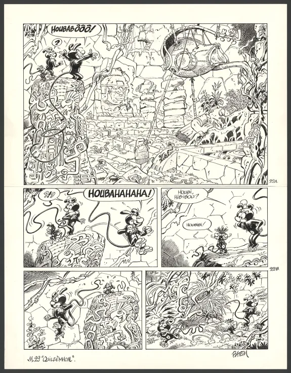 Planche noir et blanc, Le Marsupilami, Quilzèmhoal (T.29),  Batem