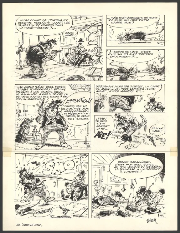 Planche noir et blanc, Le Marsupilami, Mars le noir (T.3),  Batem