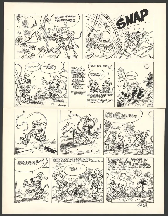 Black and white original page, Le Marsupilami, La Queue du Marsupilami (T.1),  Batem