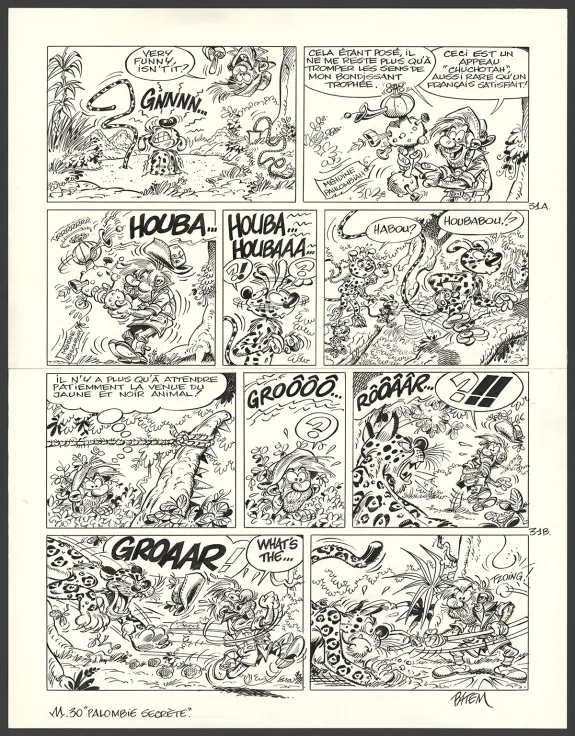 Black and white original page, Le Marsupilami, Palombie secrète (T.30),  Batem