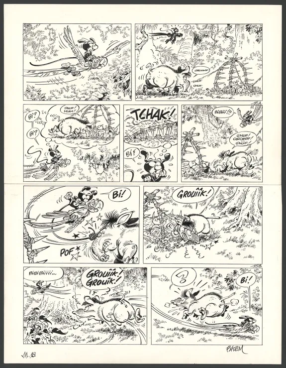Planche noir et blanc, Le Marsupilami, Robinson Academy (T.18),  Batem