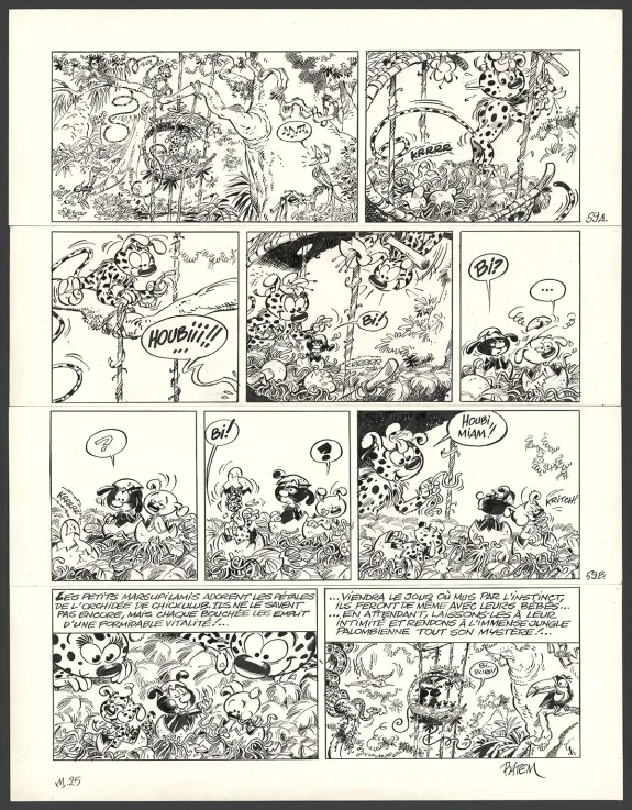 Planche noir et blanc, Le Marsupilami, Sur la piste du Marsupilami (T.25),  Batem