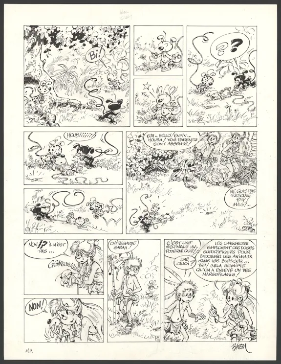 Black and white original page, Le Marsupilami, Fordlandia (T.6),  Batem