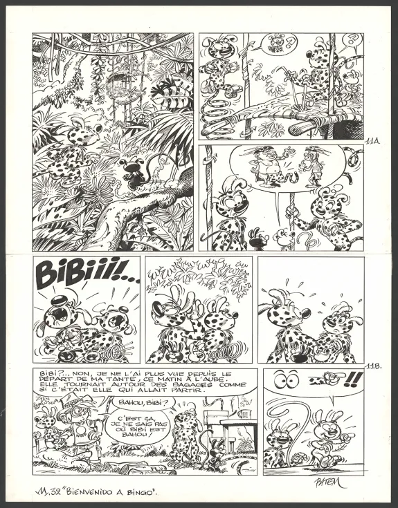 Planche noir et blanc, Le Marsupilami, Bienvenido à Bingo ! (T.32),  Batem