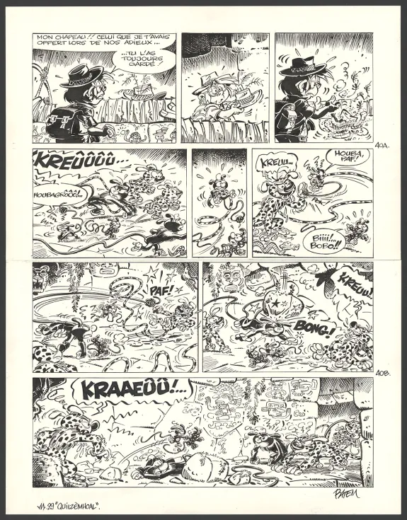 Planche noir et blanc, Le Marsupilami, Quilzèmhoal (T.29),  Batem