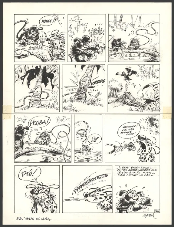 Planche noir et blanc, Le Marsupilami, Mars le noir (T.3),  Batem