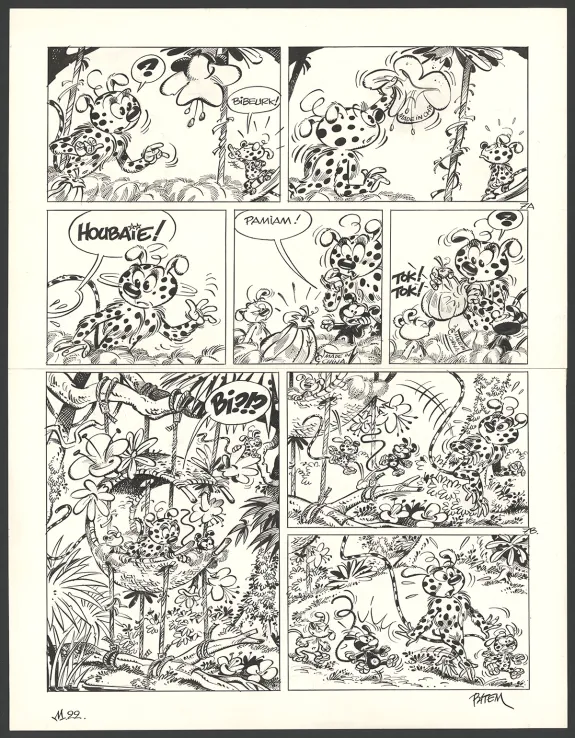 Planche noir et blanc, Le Marsupilami, Chiquito Paradiso (T.22),  Batem