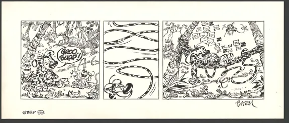 Planche noir et blanc, Le Marsupilami,  Batem