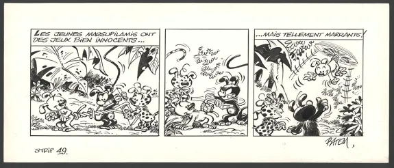 Black and white original page, Le Marsupilami,  Batem