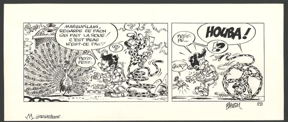 Planche noir et blanc, Le Marsupilami,  Batem