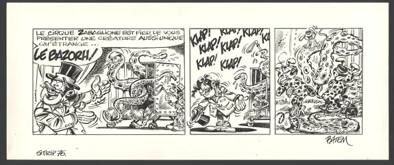Planche noir et blanc, Le Marsupilami,  Batem