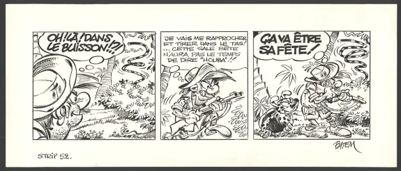Planche noir et blanc, Le Marsupilami,  Batem