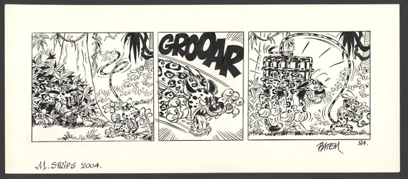 Planche noir et blanc, Le Marsupilami,  Batem