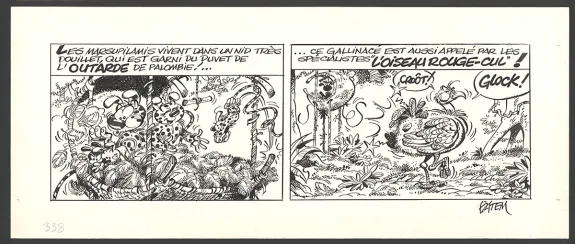 Black and white original page, Le Marsupilami,  Batem