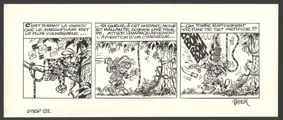 Planche noir et blanc, Le Marsupilami,  Batem