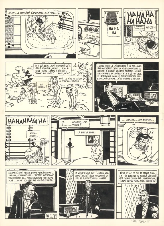 Black and white original page, Ray Banana, Berceuse électrique (T.1), Ted Benoit
