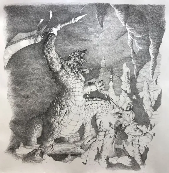 Black and white illustration,  Mougani