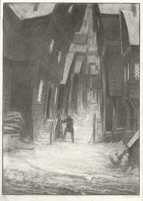 Illustration noir et blanc, Les Carnets Lovecraft, Le Festival , Armel Gaulme