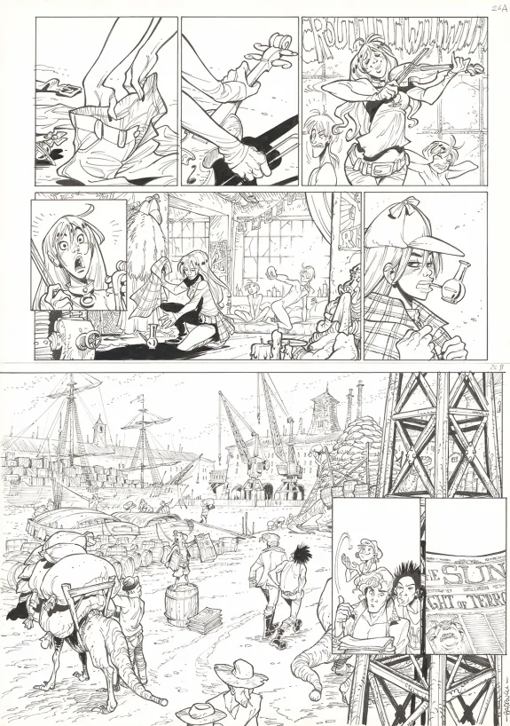 Black and white original page, Ekhö Monde miroir, Swinging London (T.7), Alessandro Barbucci