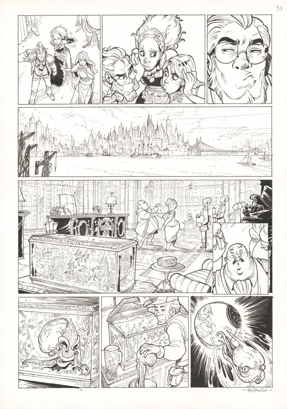 Planche noir et blanc, Ekhö Monde miroir, La Sirène de Manhattan (T.8), Alessandro Barbucci