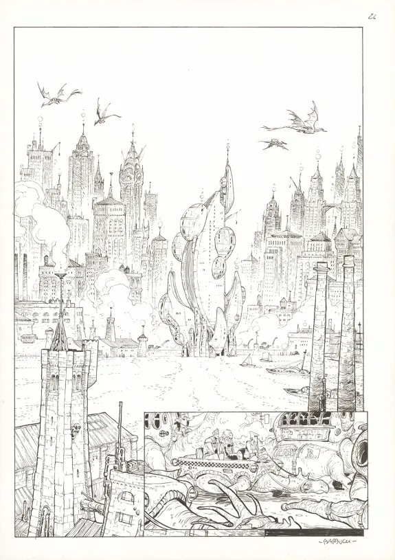 Planche noir et blanc, Ekhö Monde miroir, La Sirène de Manhattan (T.8), Alessandro Barbucci