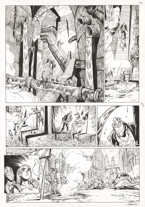 Planche noir et blanc, Ekhö Monde miroir, La Sirène de Manhattan (T.8), Alessandro Barbucci
