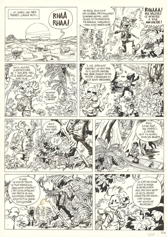 Black and white original page, Spirou et Fantasio, La Colère du Marsupilami (T.55),  Yoann