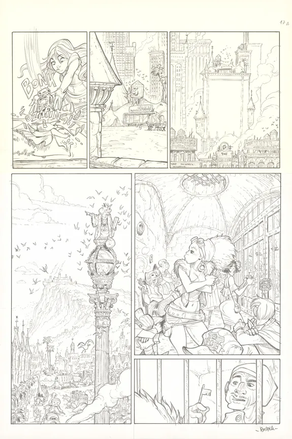 Black and white original page, Ekhö Monde miroir, Barcelona (T.4), Alessandro Barbucci
