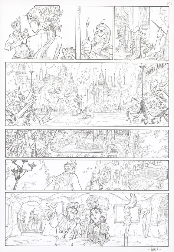 Black and white original page, Ekhö Monde miroir, Barcelona (T.4), Alessandro Barbucci