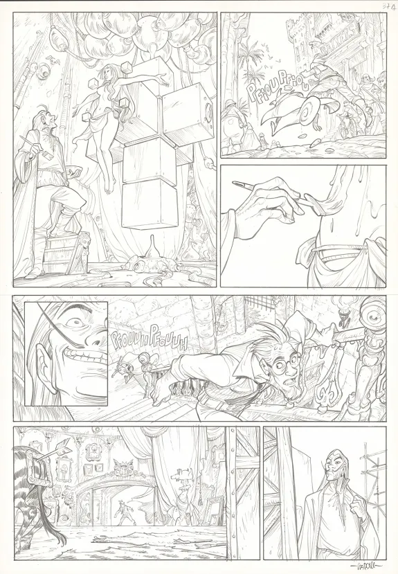Planche noir et blanc, Ekhö Monde miroir, Barcelona (T.4), Alessandro Barbucci