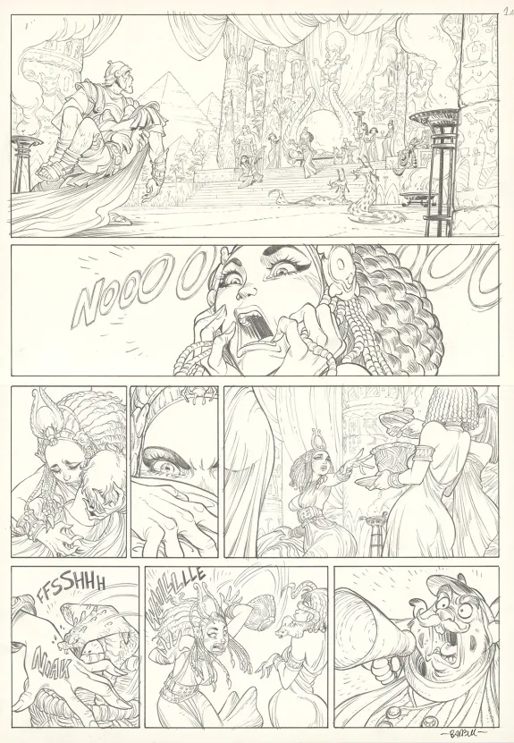 Black and white original page, Ekhö Monde miroir, Hollywood Boulevard (T.3), Alessandro Barbucci