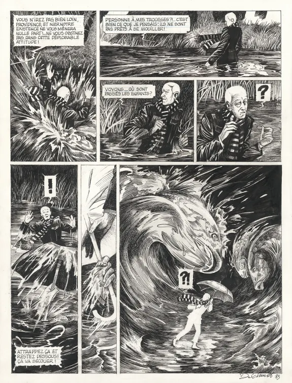 Black and white original page, Le Bestiaire du crépuscule, Daria Schmitt