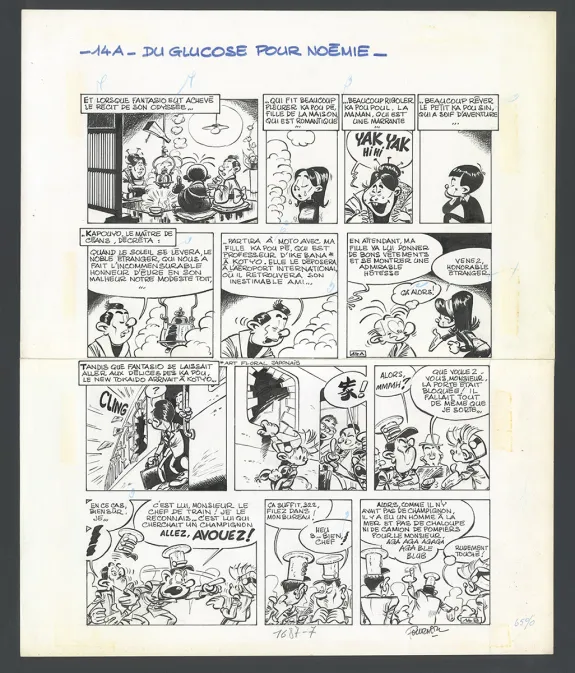 Black and white original page, Spirou et Fantasio, Du Glucose pour Noémie (T.21), Jean-Claude Fournier