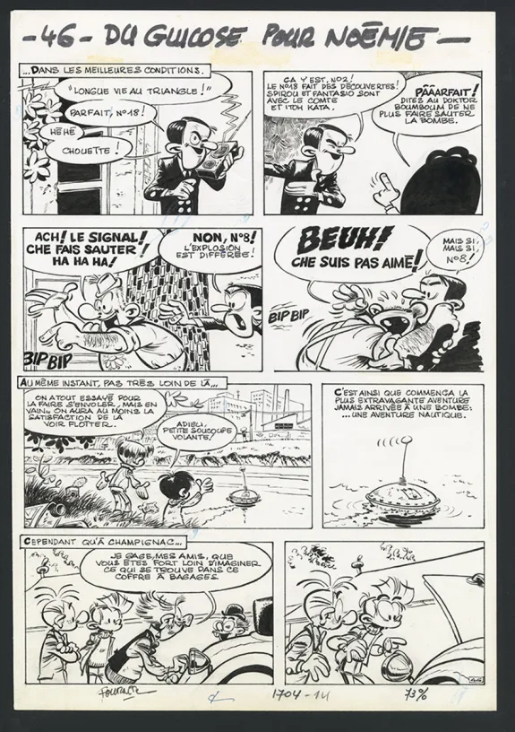 Planche noir et blanc, Spirou et Fantasio, Du Glucose pour Noémie (T.21), Jean-Claude Fournier
