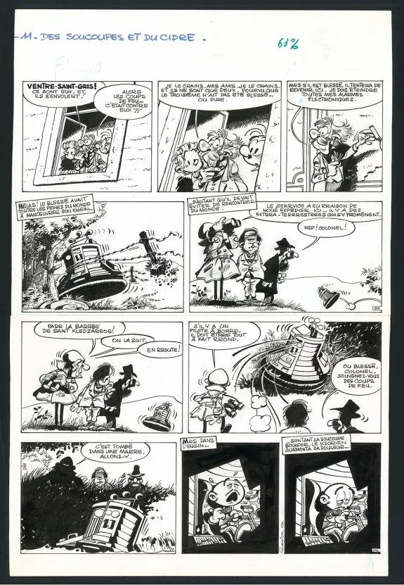 Planche noir et blanc, Spirou et Fantasio, Du cidre pour les étoiles (T.26), Jean-Claude Fournier