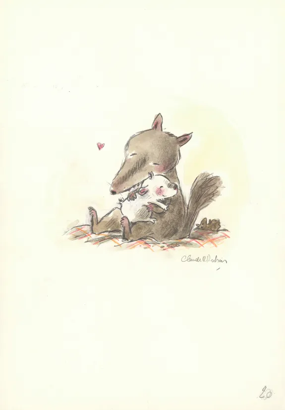 Illustration couleur, Bibi, Bibi et le loup, Claude K. Dubois