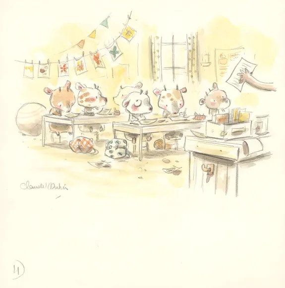 Colored illustration, Bibi, Bibi et le secret des doudous, Claude K. Dubois