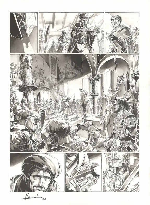 Planche noir et blanc, Chroniques de Roncevaux, La Légende de Roland (T.1), Juan Luis Landa