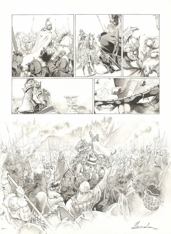 Planche noir et blanc, Chroniques de Roncevaux, La Légende de Roland (T.1), Juan Luis Landa