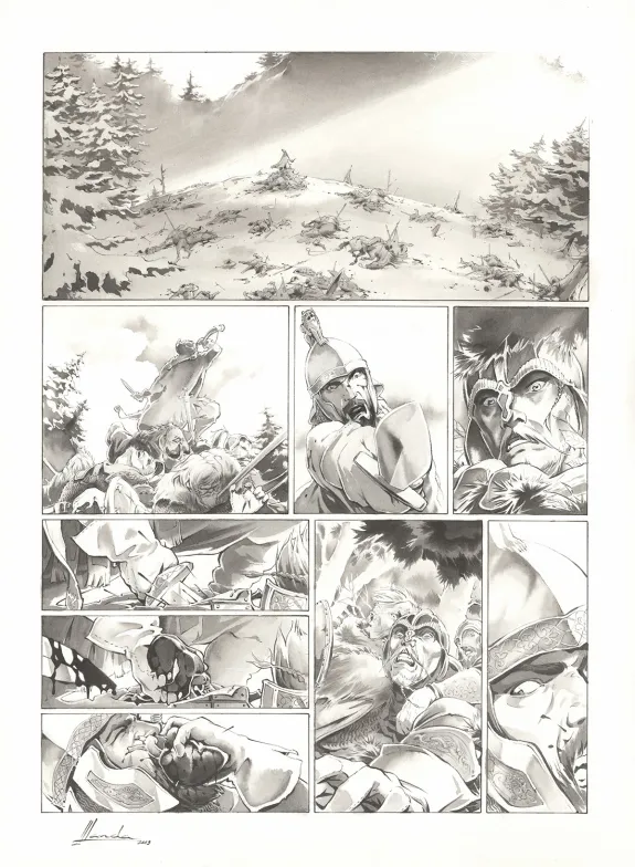Planche noir et blanc, Chroniques de Roncevaux, La Légende de Roland (T.1), Juan Luis Landa