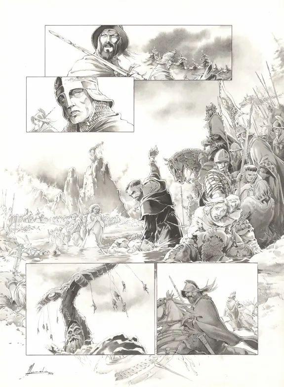 Planche noir et blanc, Chroniques de Roncevaux, La Légende de Roland (T.1), Juan Luis Landa