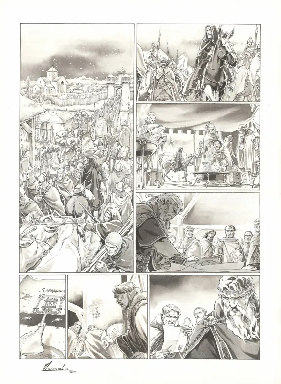 Planche noir et blanc, Chroniques de Roncevaux, La Légende de Roland (T.1), Juan Luis Landa