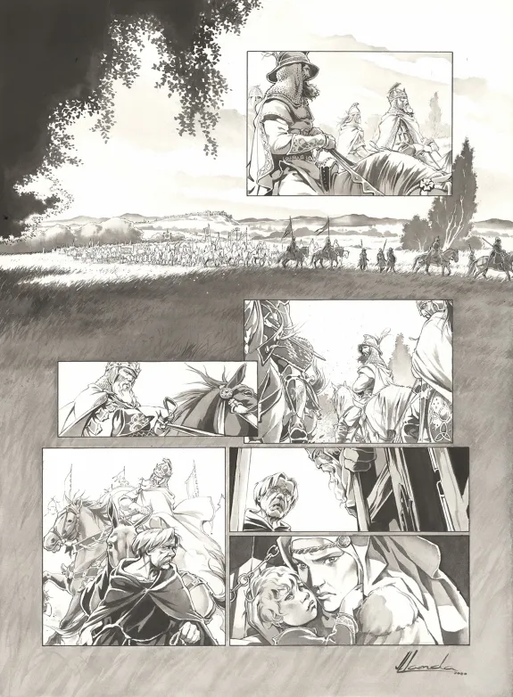 Planche noir et blanc, Chroniques de Roncevaux, La Légende de Roland (T.1), Juan Luis Landa