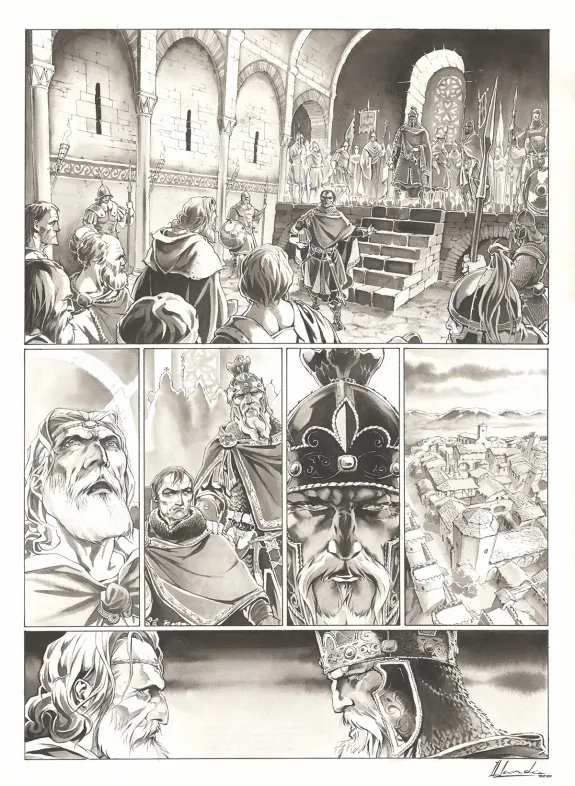 Planche noir et blanc, Chroniques de Roncevaux, La Légende de Roland (T.1), Juan Luis Landa
