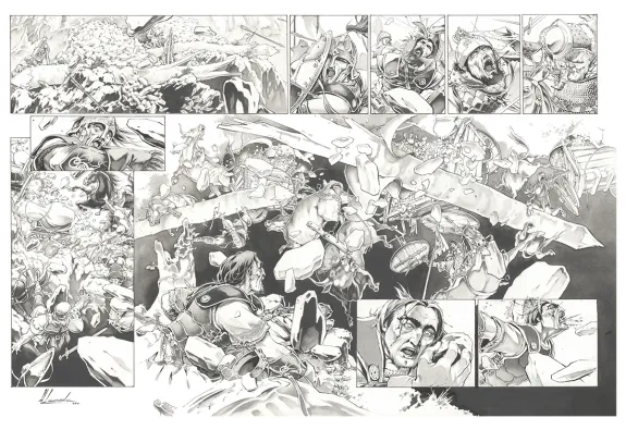 Black and white original page, Chroniques de Roncevaux, Munjoie ! (T.2), Juan Luis Landa