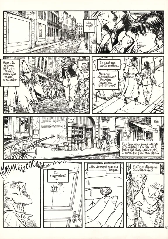 Planche noir et blanc, Les Voleurs d'Empire, Chat qui mord (T.5), Martin Jamar