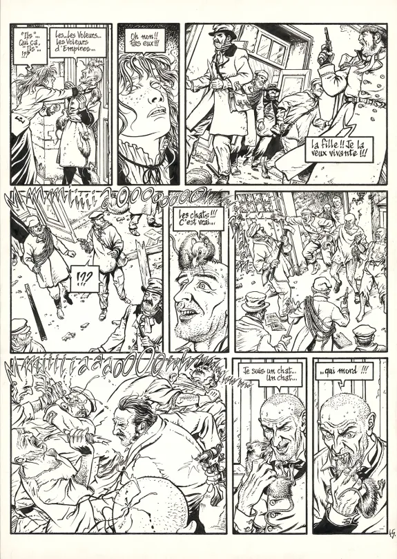 Planche noir et blanc, Les Voleurs d'Empire, Chat qui mord (T.5), Martin Jamar